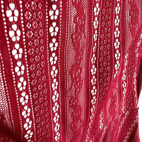 Alya Red Lace Strappy Racerback Lined Peplum Tank Blouse Size S - Picture 3 of 7